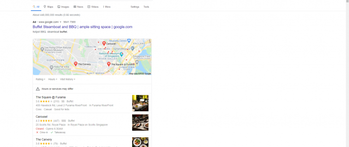 Local search result page